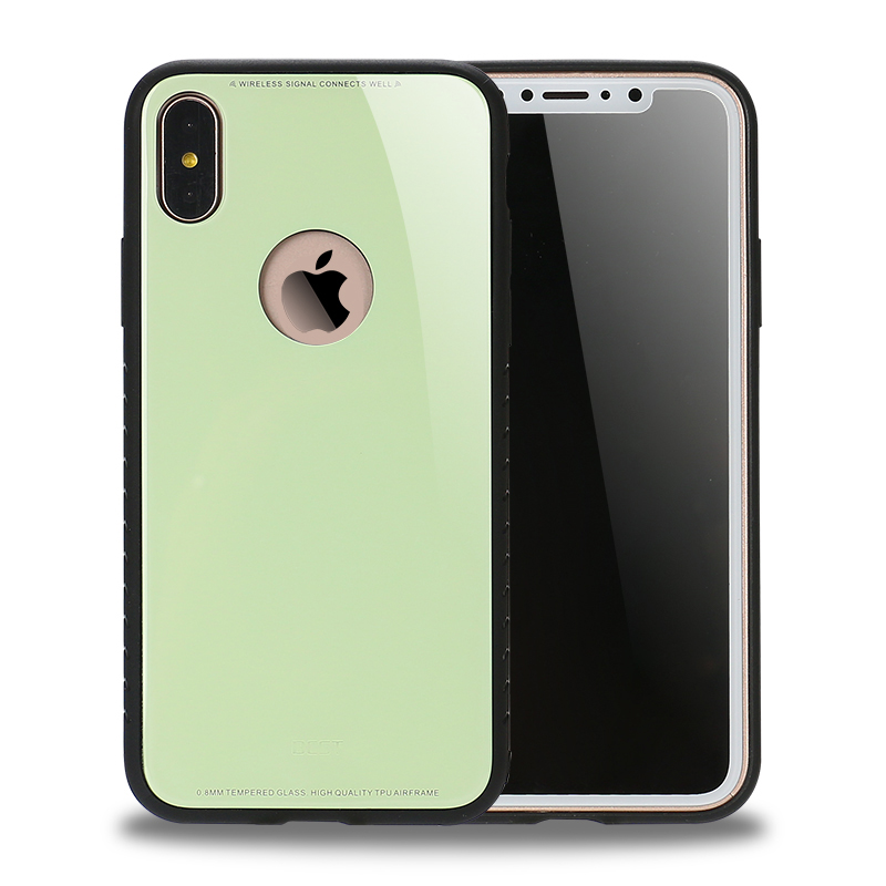 iPHONE XS / X Design Tempered Glass Hybrid Case (Green)